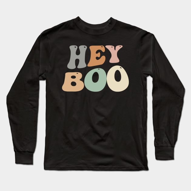 Hey Boo Groovy Spooky Halloween Design Gift Men Women Kids Long Sleeve T-Shirt by StarTshirts